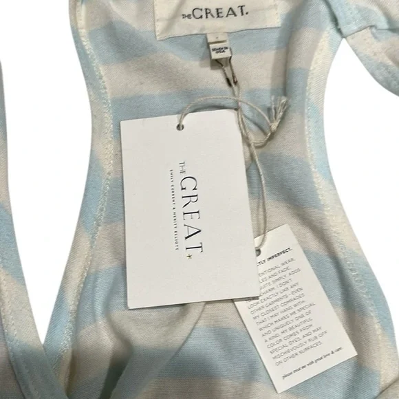 NWT The‎ Great. Striped Swing Tank Dress SZ S 1 Blue Cream - Picture 6 of 8